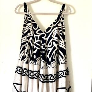 Black and Cream Graphic Print Jumpsuit - One Size